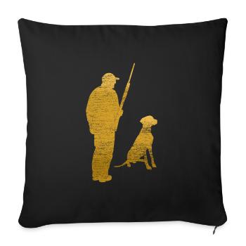 Chien de chasse chasseur - Housse de coussin décorative 45 x 45 cm - noir - Devant