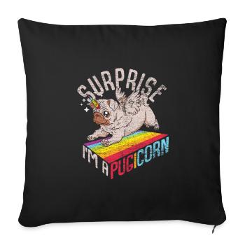 pug - Sofa pillowcase 17,3'' x 17,3'' (45 x 45 cm) - black - Front