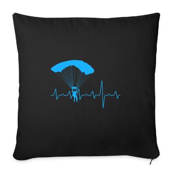 Paragliding heart pulse - Sofa pillowcase 17,3'' x 17,3'' (45 x 45 cm) - black - Front