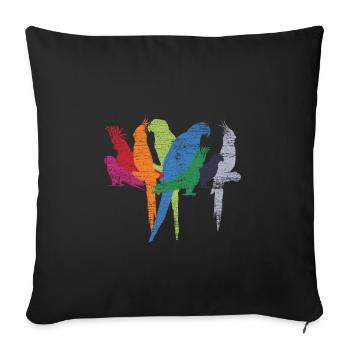 Parrot birds - Sofa pillowcase 17,3'' x 17,3'' (45 x 45 cm) - black - Front