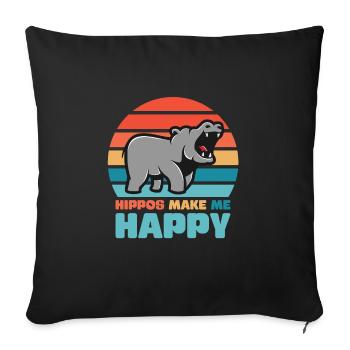 Hippopotame la chance - Housse de coussin décorative 45 x 45 cm - noir - Devant