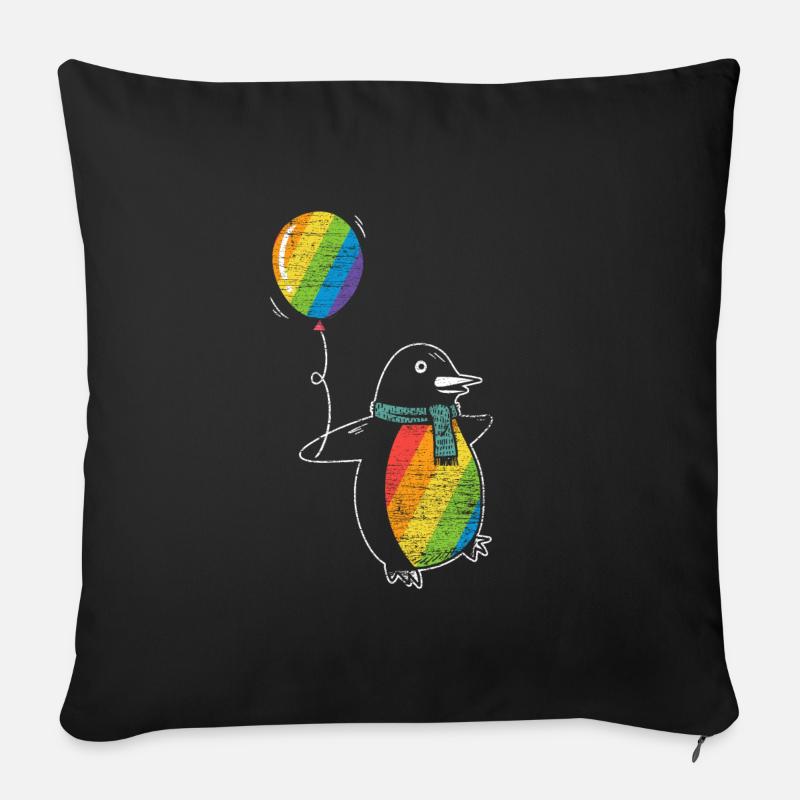 Pingouin LGBT - Housse de coussin décorative 45 x 45 cm - noir