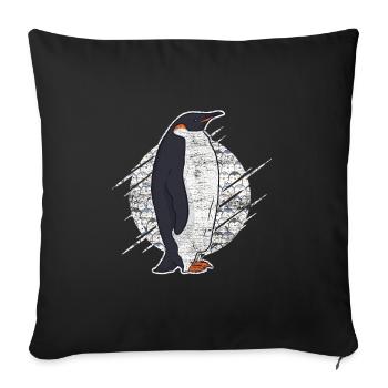 Pingouin empereur pingouin - Housse de coussin décorative 45 x 45 cm - noir - Devant