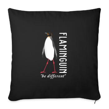 Pinguin Flamingo - Sofakissenbezug 45 x 45 cm - Schwarz - Vorne
