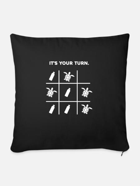 It's your turn ECO plastic turtle - Sofa pillowcase 17,3'' x 17,3'' (45 x 45 cm) - black
