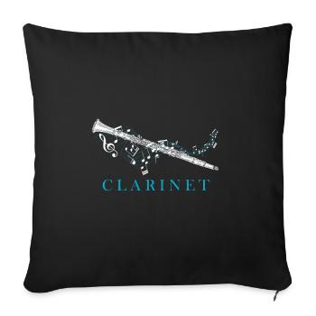Clarinet instrument - Sofa pillowcase 17,3'' x 17,3'' (45 x 45 cm) - black - Front