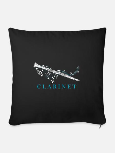Klarinette Instrument - Sofakissenbezug 45 x 45 cm - Schwarz