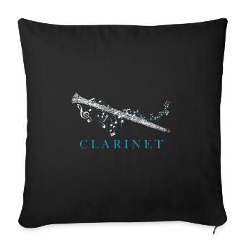 Clarinet musical instrument - Sofa pillowcase 17,3'' x 17,3'' (45 x 45 cm) - black - Front