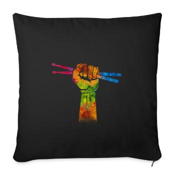 Drum Drumsticks - Sofa pillowcase 17,3'' x 17,3'' (45 x 45 cm) - black - Front