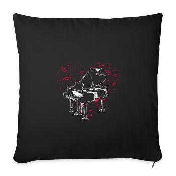 Instrument de musique de piano - Housse de coussin décorative 45 x 45 cm - noir - Devant