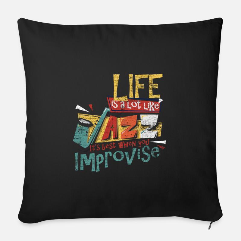 Saxophon Jazz Leben - Sofakissenbezug 45 x 45 cm - Schwarz