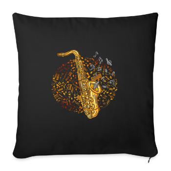Notes de musique saxophone mélodie - Housse de coussin décorative 45 x 45 cm - noir - Devant
