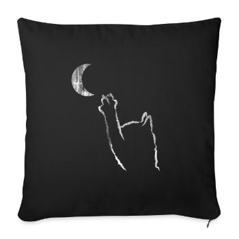 Cat moon - Sofa pillowcase 17,3'' x 17,3'' (45 x 45 cm) - black - Front