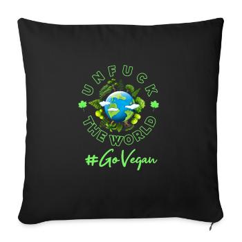 Vegan Earth Planet Environment Changement climatique - Housse de coussin décorative 45 x 45 cm - noir - Devant