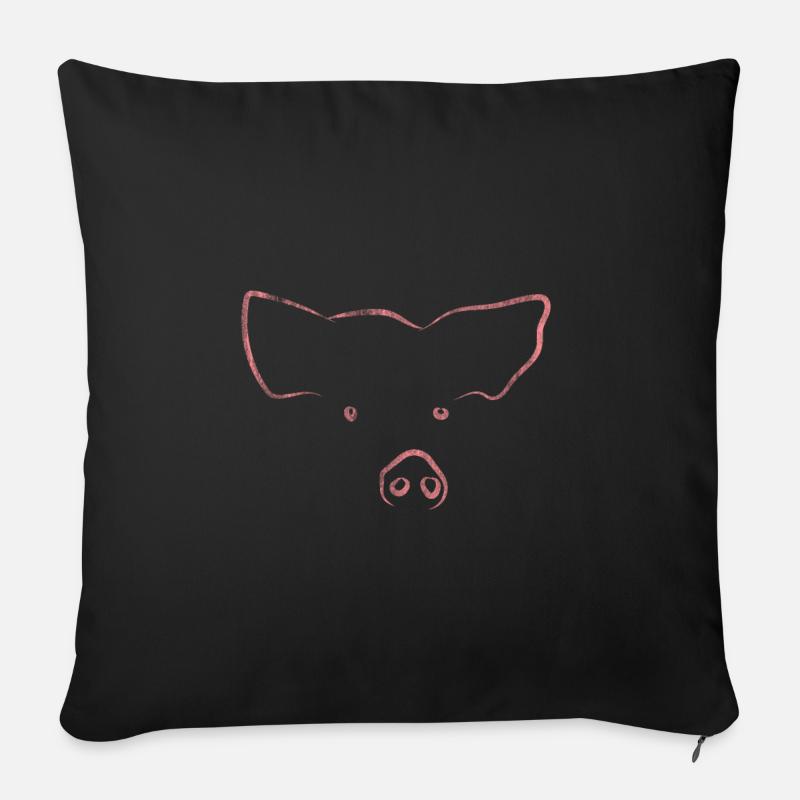 Schwein Bauernhof - Sofakissenbezug 45 x 45 cm - Schwarz