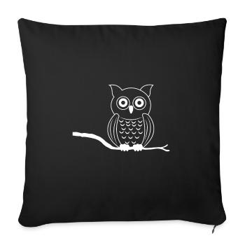 hibou - Housse de coussin décorative 45 x 45 cm - noir - Devant