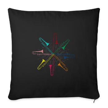 Trombone musical instrument - Sofa pillowcase 17,3'' x 17,3'' (45 x 45 cm) - black - Front