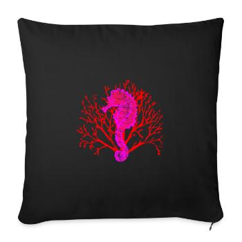 Seahorse corals - Sofa pillowcase 17,3'' x 17,3'' (45 x 45 cm) - black - Front