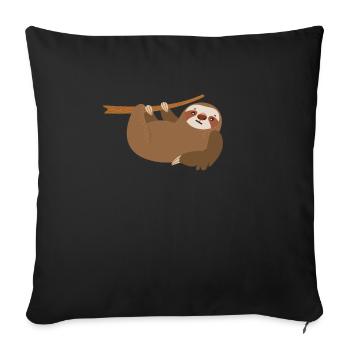 Shirt with Sloth - Funny Sloth T-Shirt - Sofa pillowcase 17,3'' x 17,3'' (45 x 45 cm) - black - Front