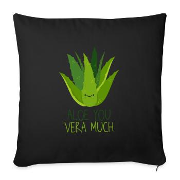 Aloe You Vera Much Déclaration d’amour Jeu de parole - Housse de coussin décorative 45 x 45 cm - noir - Devant