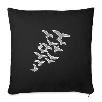 Oiseaux oiseaux migrateurs - Housse de coussin décorative 45 x 45 cm - noir - Devant