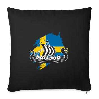 Schweden Wikinger - Sofakissenbezug 45 x 45 cm - Schwarz - Vorne