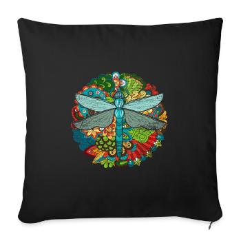 Insectes libellule - Housse de coussin décorative 45 x 45 cm - noir - Devant