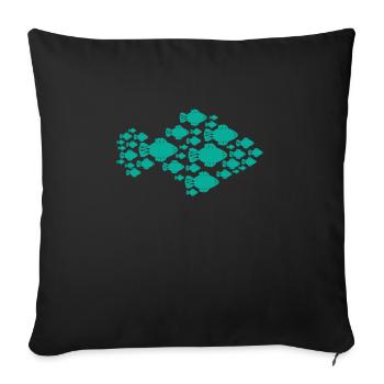 Poissons animaux - Housse de coussin décorative 45 x 45 cm - noir - Devant