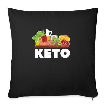 Keto Diät Lebensmittel - Sofakissenbezug 45 x 45 cm - Schwarz - Vorne