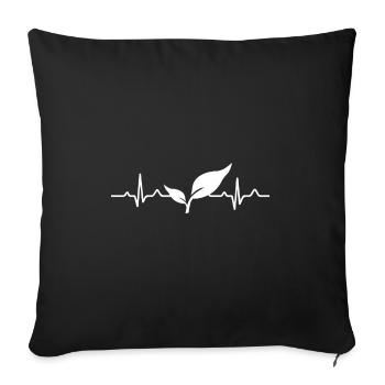 Vegan heart pulse - Sofa pillowcase 17,3'' x 17,3'' (45 x 45 cm) - black - Front