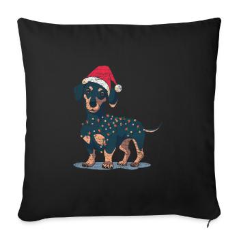 Dachshund Christmas - Sofa pillowcase 17,3'' x 17,3'' (45 x 45 cm) - black - Front