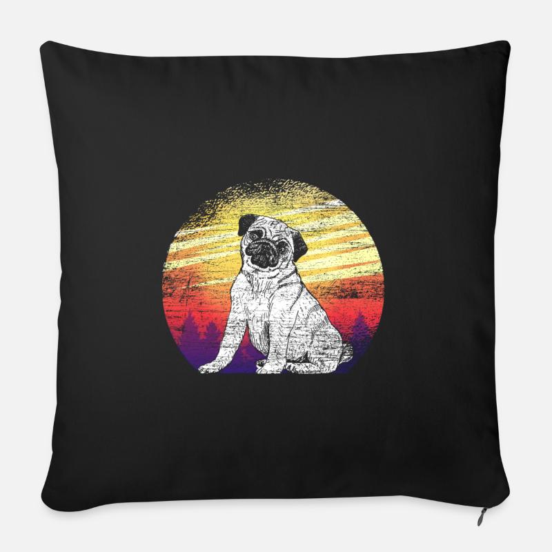 Mops - Sofakissenbezug 45 x 45 cm - Schwarz