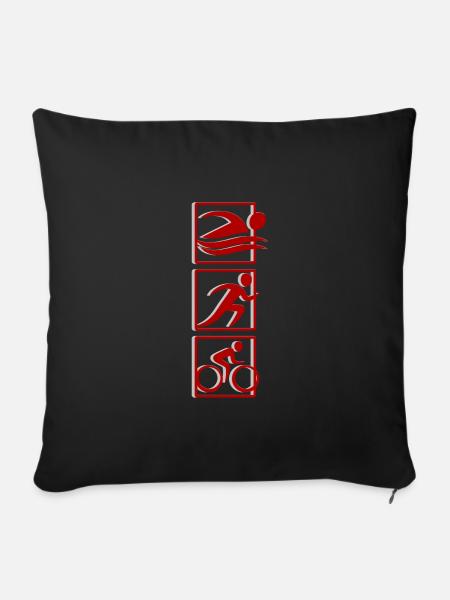 Triathlon Disziplin - Sofakissenbezug 45 x 45 cm - Schwarz