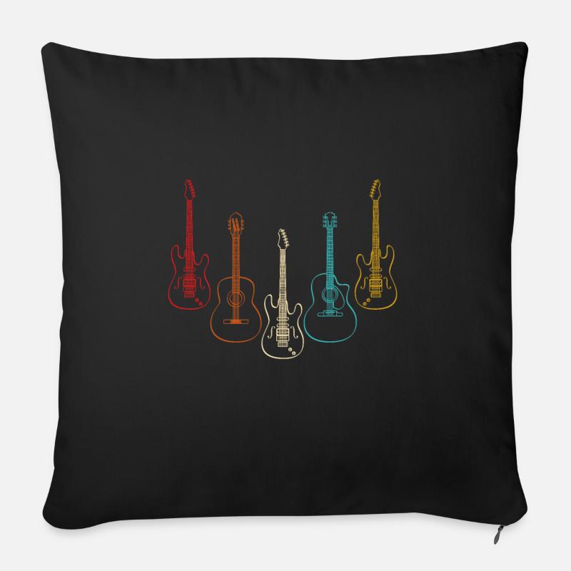 Gitarre - Sofakissenbezug 45 x 45 cm - Schwarz