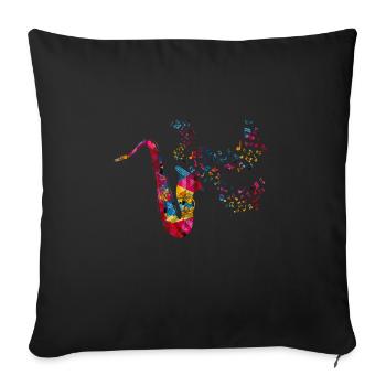 Instrument de musique saxophone - Housse de coussin décorative 45 x 45 cm - noir - Devant