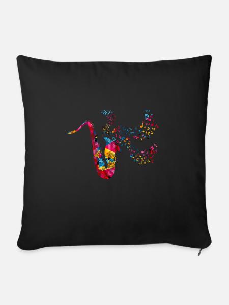 Saxophon Melodie - Sofakissenbezug 45 x 45 cm - Schwarz