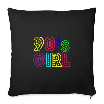 Fille des années 90 - Housse de coussin décorative 45 x 45 cm - noir - Devant
