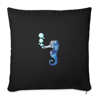 Seahorses sea creatures - Sofa pillowcase 17,3'' x 17,3'' (45 x 45 cm) - black - Front