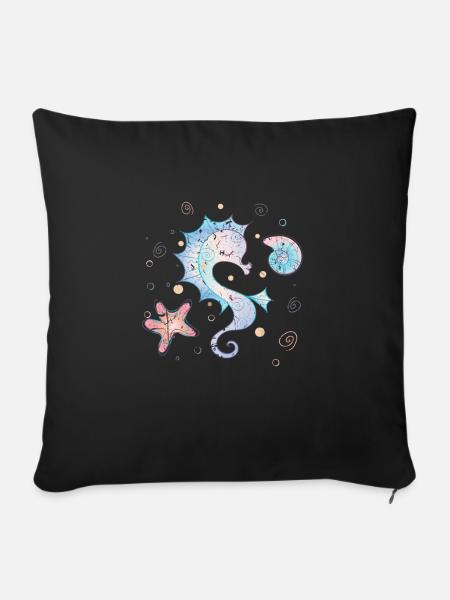 Seepferdchen - Sofakissenbezug 45 x 45 cm - Schwarz
