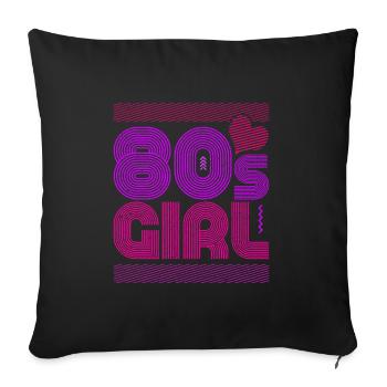 Fille des années 80 - Housse de coussin décorative 45 x 45 cm - noir - Devant