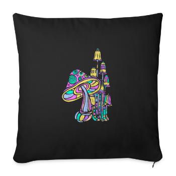 Éponges champignons Fête d’Illusion - Housse de coussin décorative 45 x 45 cm - noir - Devant