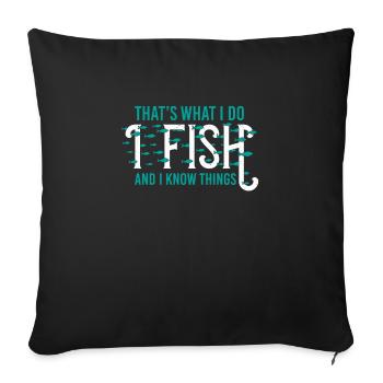 Fishing fishing angler carp sayings funny cool - Sofa pillowcase 17,3'' x 17,3'' (45 x 45 cm) - black - Front
