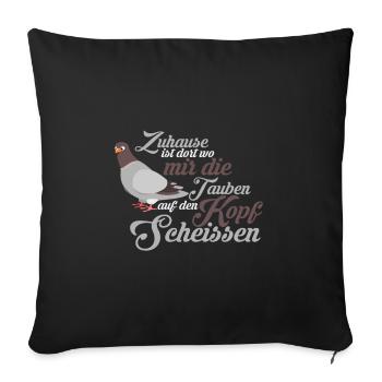 Zuhause Heimat Tauben Lustig - Sofakissenbezug 45 x 45 cm - Schwarz - Vorne