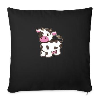 Vache fermier tracteur vache dame homme M. proverbes - Housse de coussin décorative 45 x 45 cm - noir - Devant