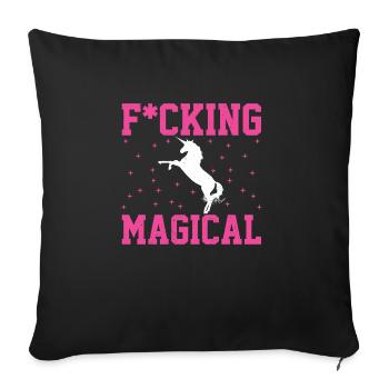 Lustig Einhorn Unicorn Dame Mädchen Frau Geschenk - Sofakissenbezug 45 x 45 cm - Schwarz - Vorne