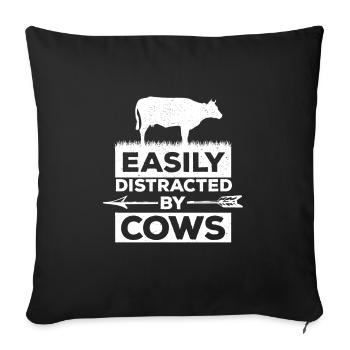 Print Cow Heifer Moo Farm Girl Men Women Boy Gifts - Sofa pillowcase 17,3'' x 17,3'' (45 x 45 cm) - black - Front