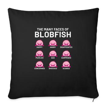 Funny blob fish blob mr man lady sayings - Sofa pillowcase 17,3'' x 17,3'' (45 x 45 cm) - black - Front
