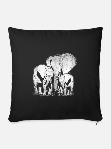 Elefant Familie Liebe - Sofakissenbezug 45 x 45 cm - Schwarz