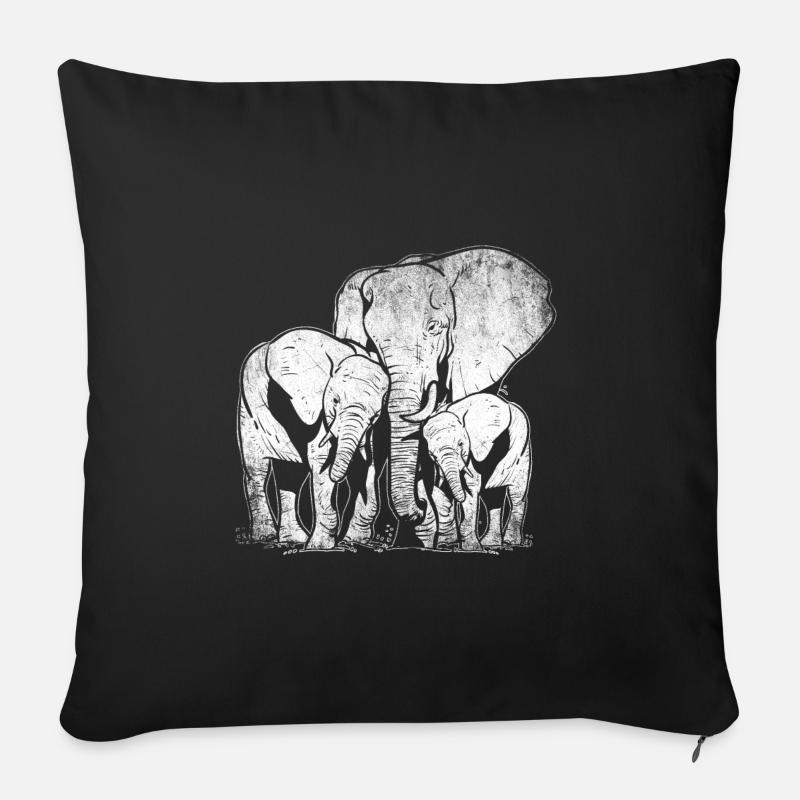Elefant Familie Liebe - Sofakissenbezug 45 x 45 cm - Schwarz