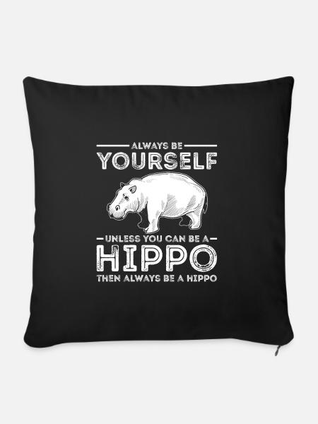 Nielpferd Tier Hippopotamus - Sofakissenbezug 45 x 45 cm - Schwarz